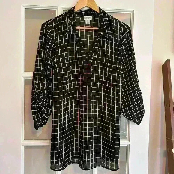 Motherhood Maternity Sheer Blouse Black/White Size L - Picture 1 of 3